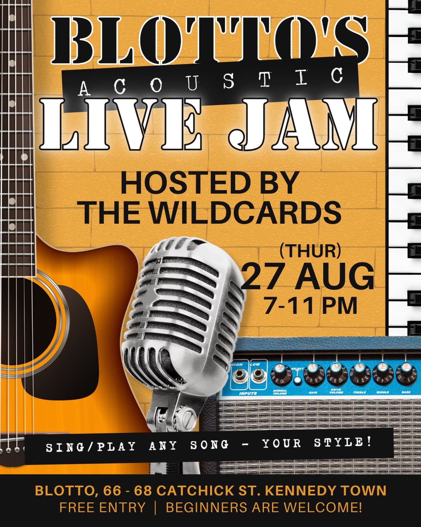 Event poster for Blotto Acoustic Live Jam