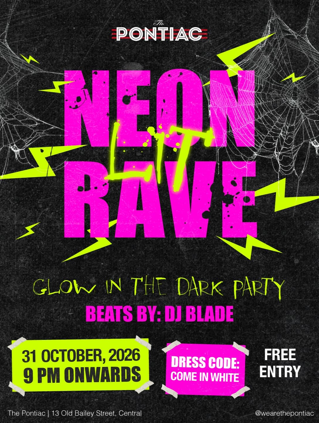 Event poster for Neon Lit Rave