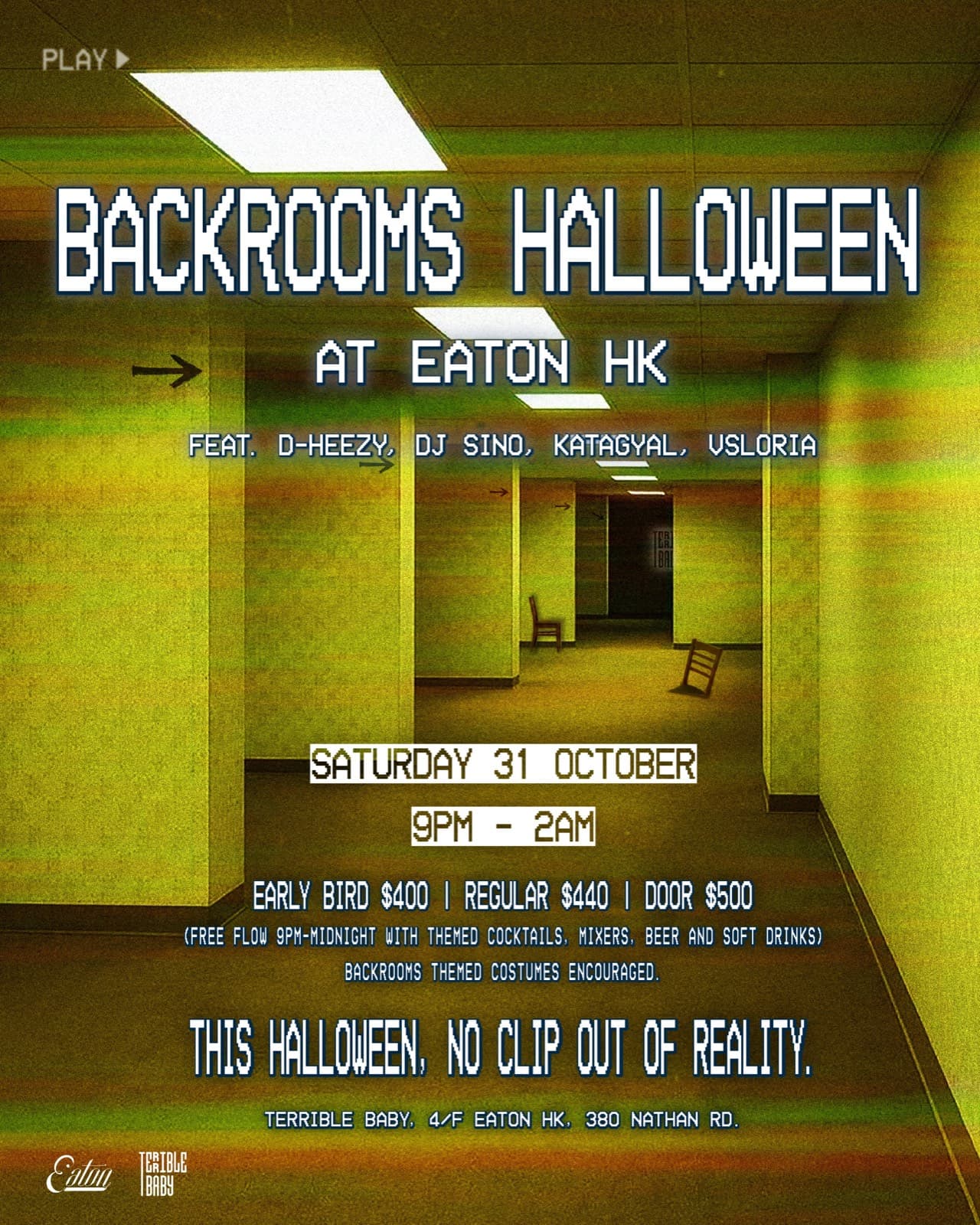 Event poster for Backrooms Halloween