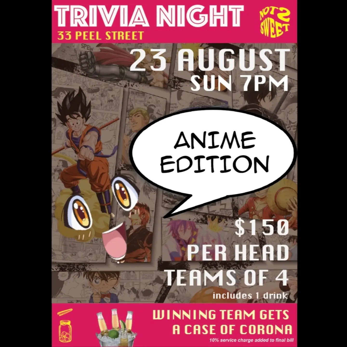 Event poster for Anime Edition Trivia Night