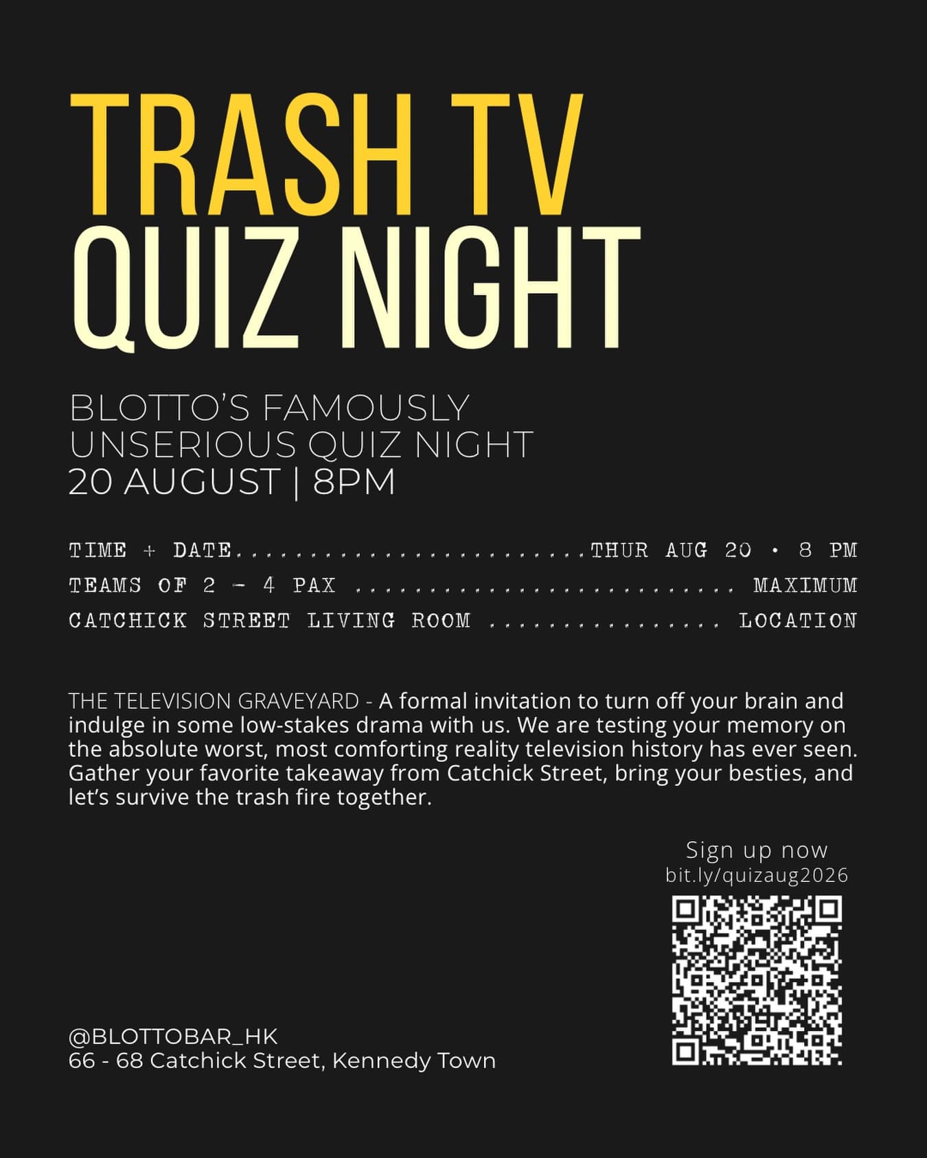 Event poster for The Television Graveyard — Trash TV Quiz Night